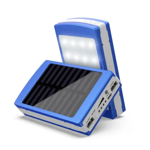 Солнечный запасные аккумуляторы для телефонов 20000 мАч 3 порты usb 21LED батарея