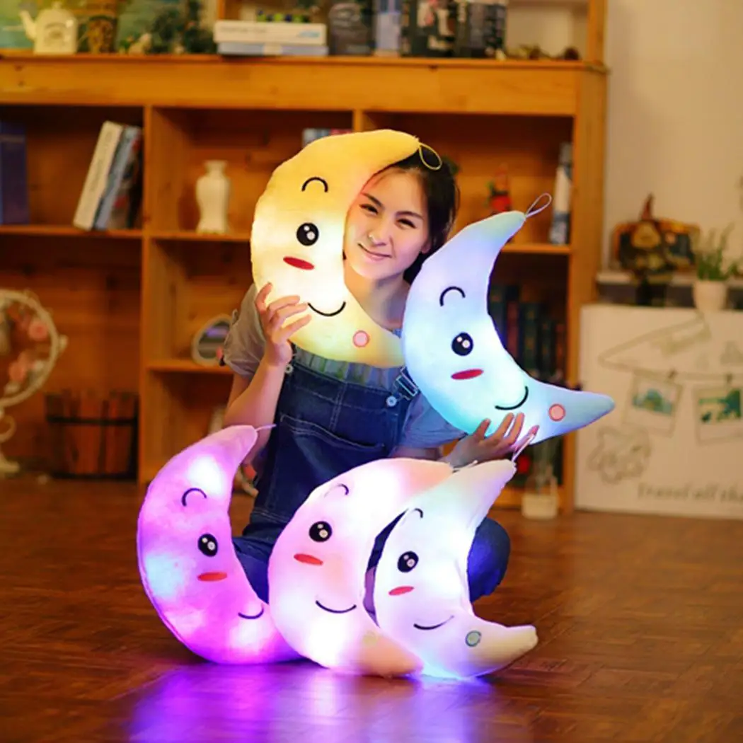 Милые светодиодная Подушка светящаяся Луна Мягкая унисекс Home Decor игрушки детей