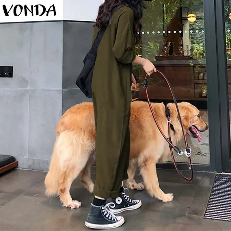 Женский комбинезон с длинными рукавами VONDA Свободный отложным воротником и
