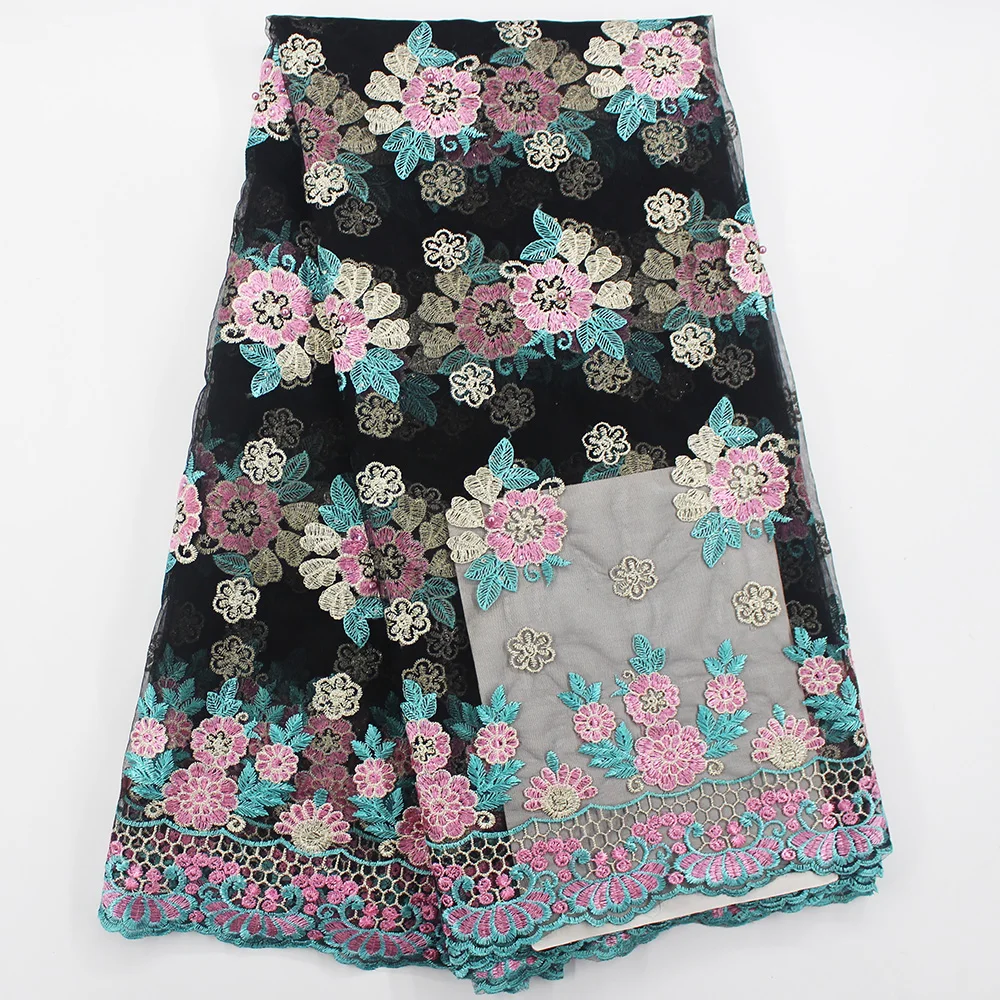 

High Quality Lace African Fabric For Wedding Decoration Latest Embroidered Polyester Mesh Fabric Nigerian French Lace