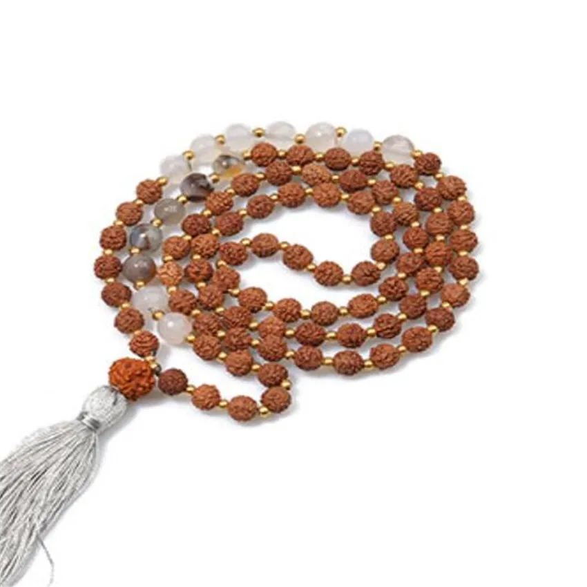 8mm 108 Rudraksha tawney Necklace chain Meditation Chakas Buddhism natural mala Tibet silver Handmade MONK Reiki | Украшения и