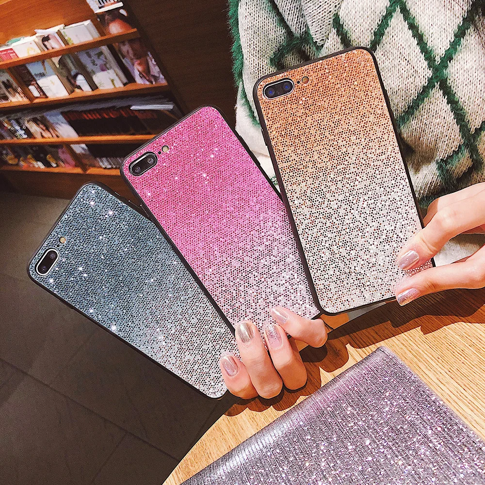Чехол с милым градиентным блеском для iPhone X XS чехол MAX XR телефона противоударные