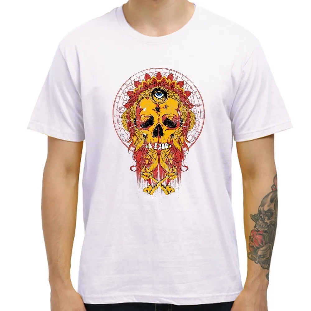 3D Printed Casual Men Tee Shirt Homme Cool Hip-Pop Eye Skull Print T-shirts 100% Pure Cotton Summer Tops Short Sleeve | Мужская одежда