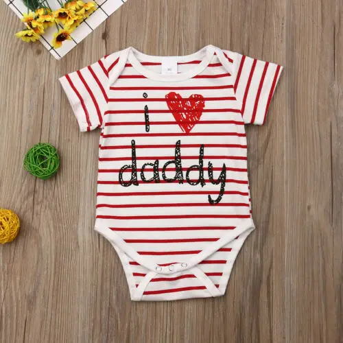 Pudcoco I love Dady хлопковая одежда для новорожденных мальчиков и девочек Полосатый