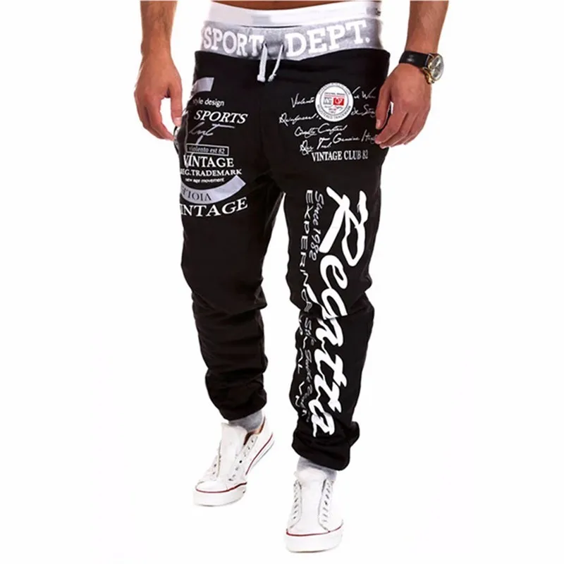 

Fitness Pants Men Letter Print Pants Hip Hop Joggers Pants Male Trousers Mens Joggers Solid Pants Sweatpants Large size