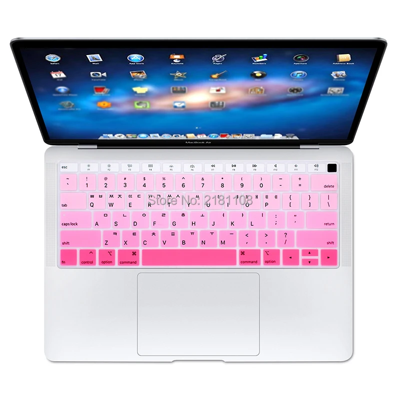 Корейская Радужная накладка на клавиатуру силиконовая защитная для Macbook Air 13 2018 с