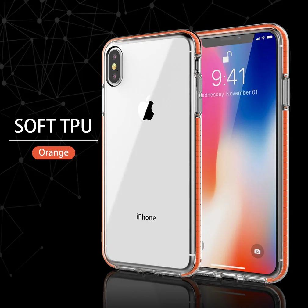 Силиконовый чехол для Iphone 7 8 XR X XS Max 6 S Plus Clear TPU телефона Coque анти-стук прозрачный