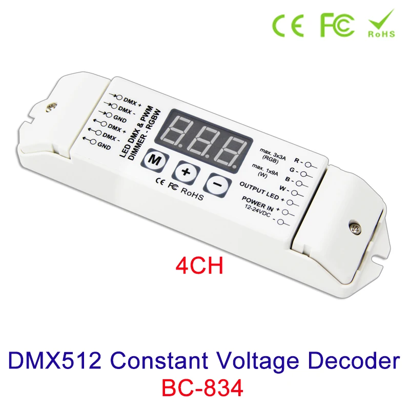 BC-834 LED DMX512 4CH декодер постоянного напряжения RGBW контроллер 12V 24V Драйвер