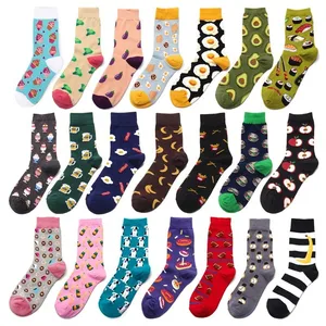 PEONFLY женские носки красочные Мультяшные бананы авокадо яйцо гамбургер десерт Харадзюку счастливые уличные женские хлопковые носки