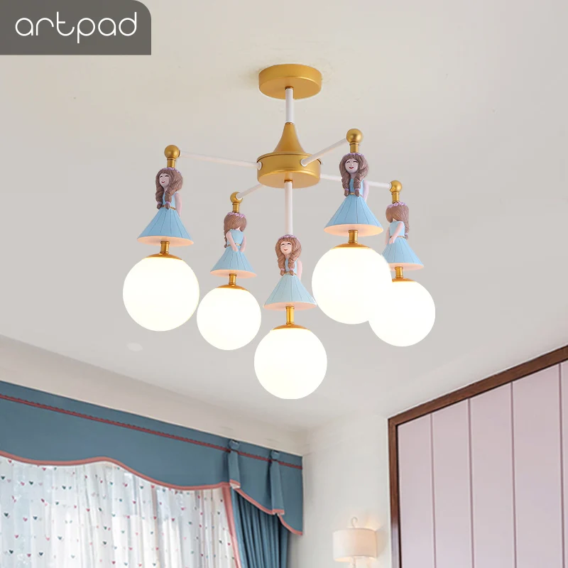 9 Head Cartoon Pendant lamp Hanging Light With Princess Doll Girls Children Room Deco Warm Home Suspension Fixture | Лампы и освещение