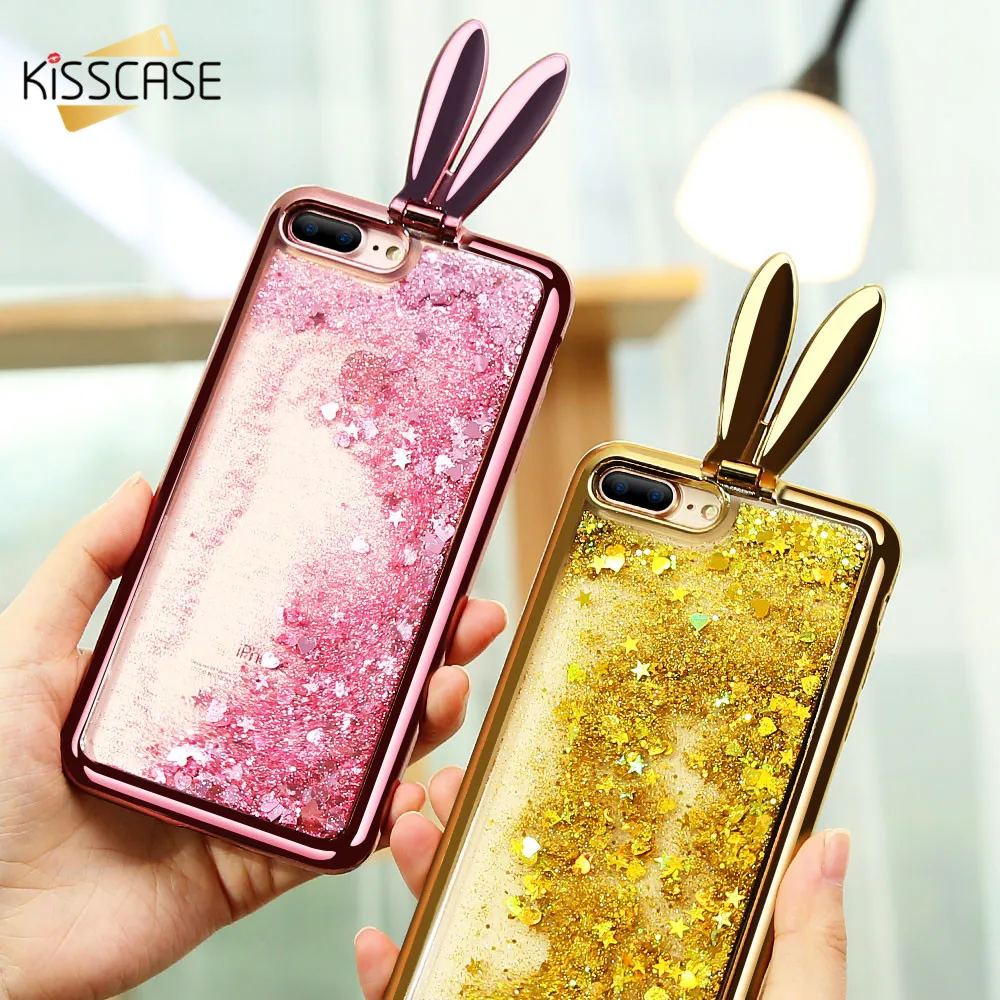 KISSCASE Блестящий песок чехол для iPhone 6 S Plus Звезды Чехол 7 X милый телефон стенд
