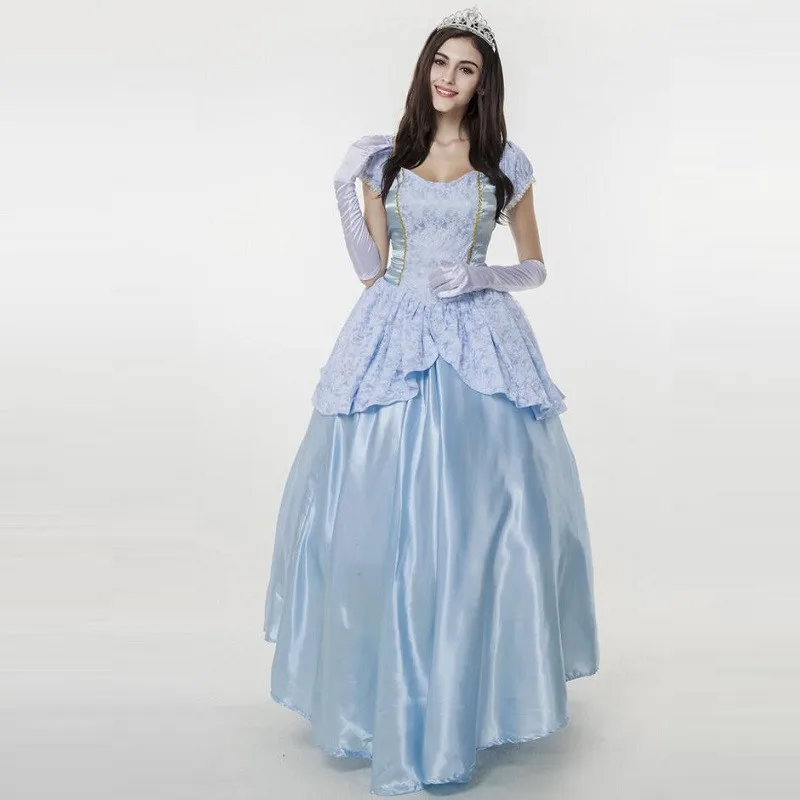 Взрослая сказка Золушка костюм роскошная синяя принцесса платье косплей