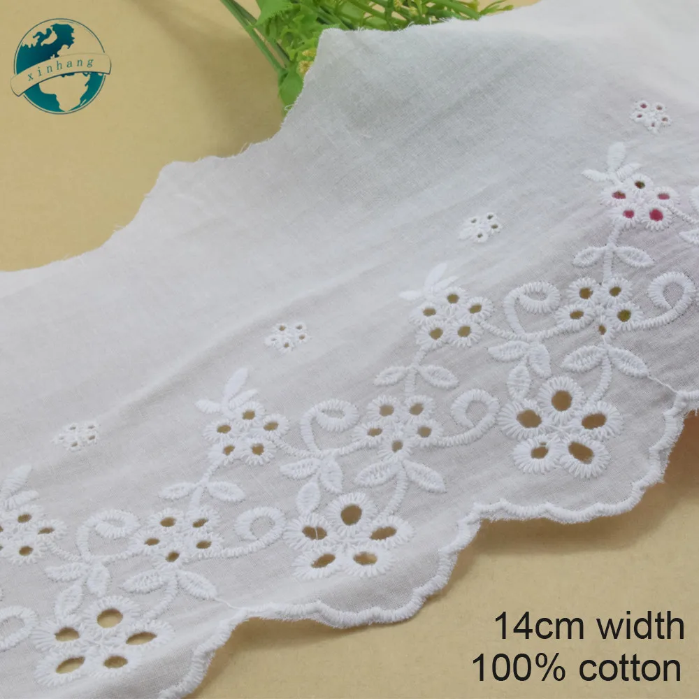 

3yards 14cm width 100% Cotton embroid lace sewing ribbon guipure trim wedding lace DIY Garment Accessories african lace#3310