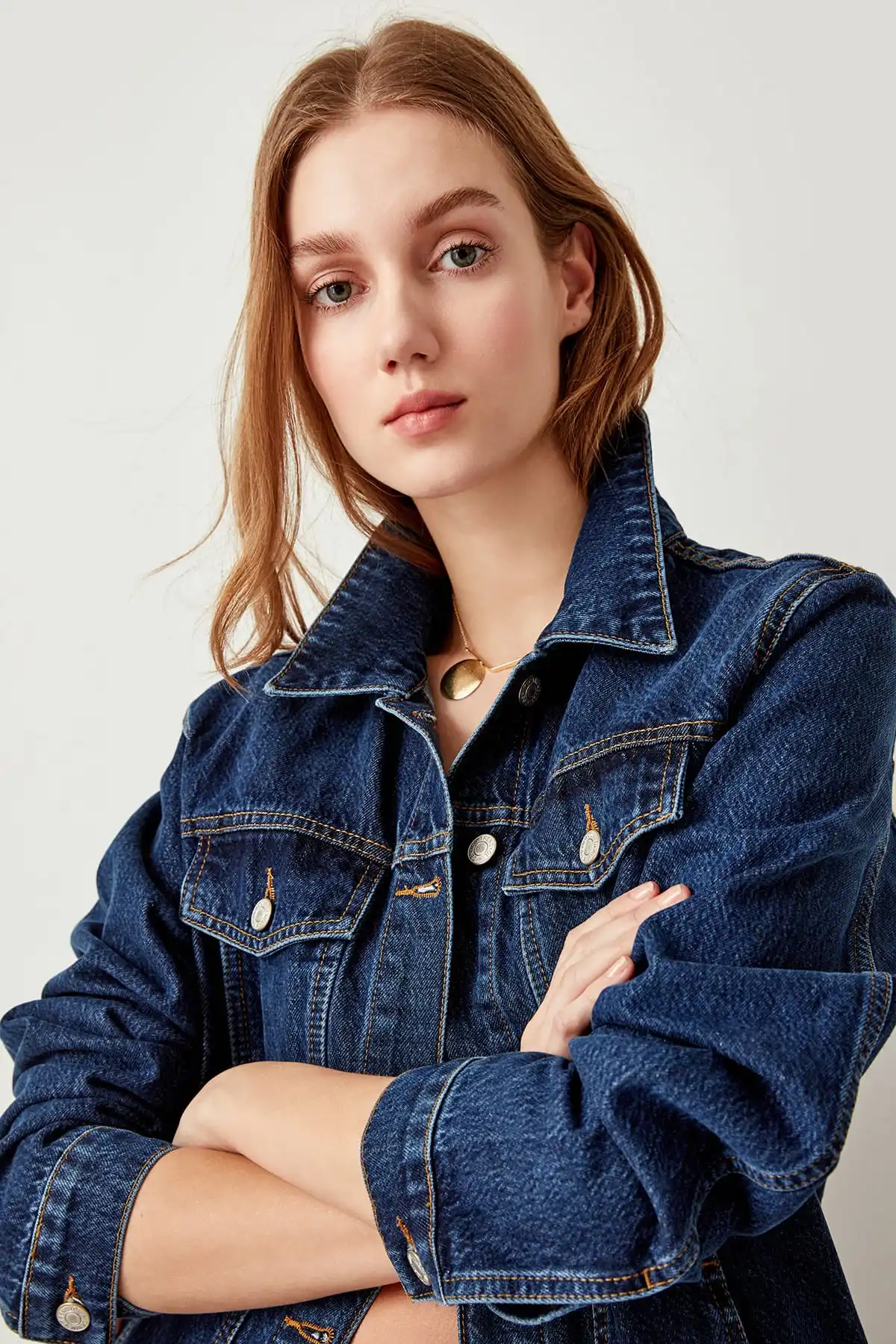Trendyol Dark Blue Denim Jacket TCLSS19LR0072 | Женская одежда
