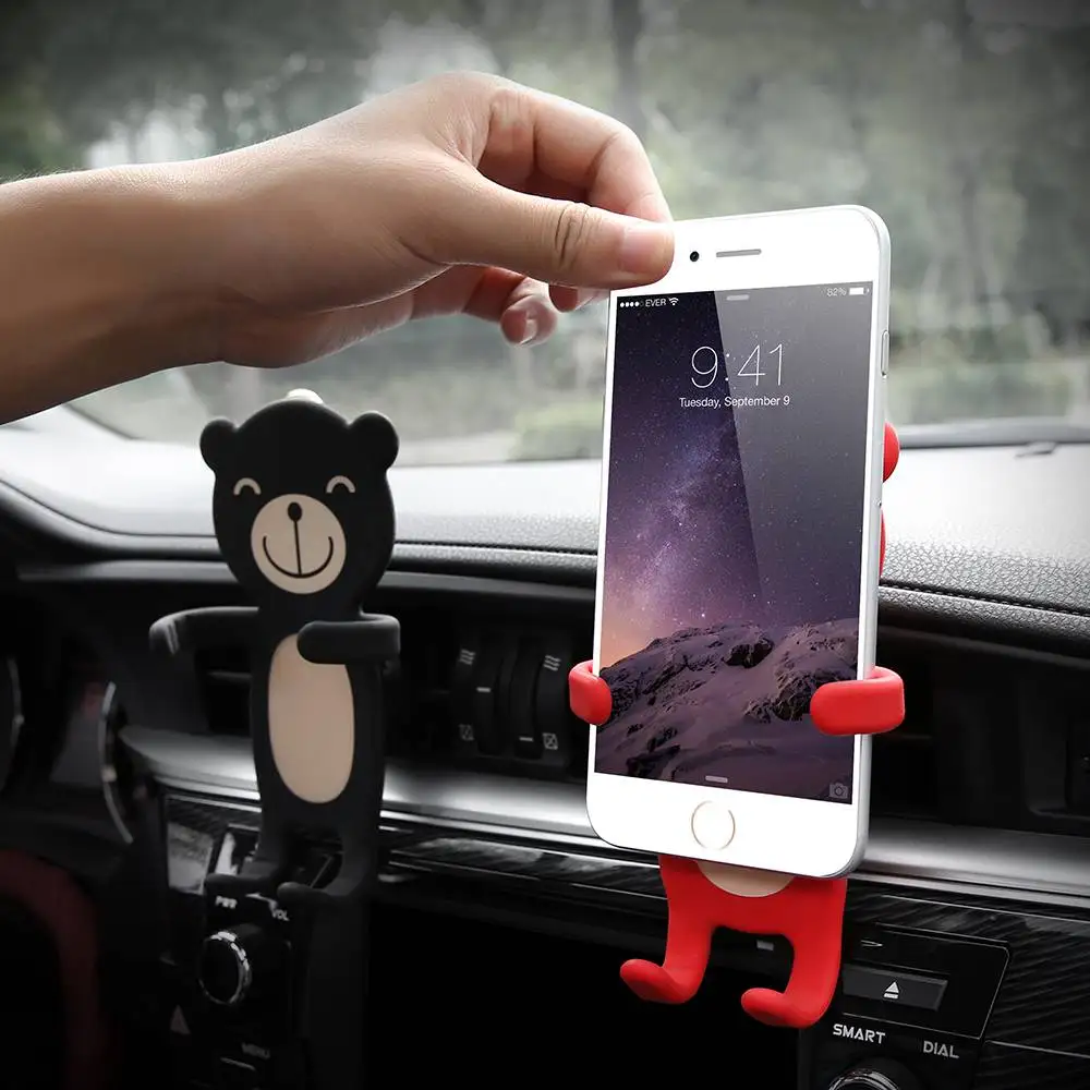 Cute Cartoon Phone Holder For Samsung Mobile Stand for 3.5 to 6.5 inch Car Air Vent Mount iPhone #1 | Мобильные телефоны и