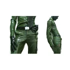 100% резиновая Мужская полицейская униформа, пальто и брюки, металлический зеленый костюм, Размер 0,4 мм