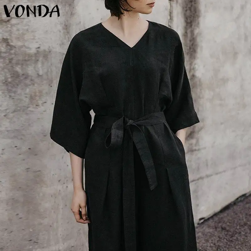 VONDA женские комбинезоны комбинезон повседневные широкие брюки 2019 Осенние