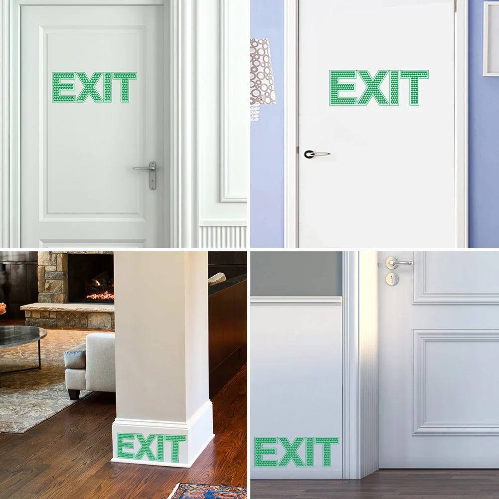 Luminous Green Light Exit Wall Sticker Decal Emergency Door Gate Safety Sign Room Decoration Stickers | Дом и сад