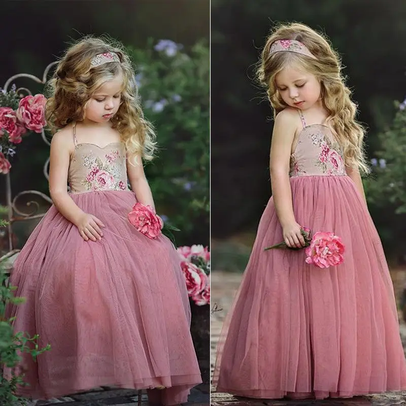 Pudcooc Girl Dress Kids Lace Flower Maxi Long Princess Party Dresses Gown Formal | Детская одежда и обувь