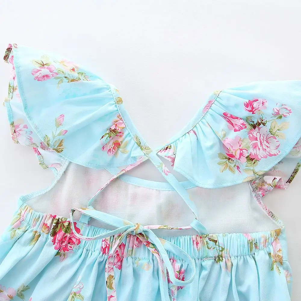 2021 Easter Girls Dress Kids Suspender Floral Princess with Headband Spring Holiday Dresses for | Детская одежда и обувь