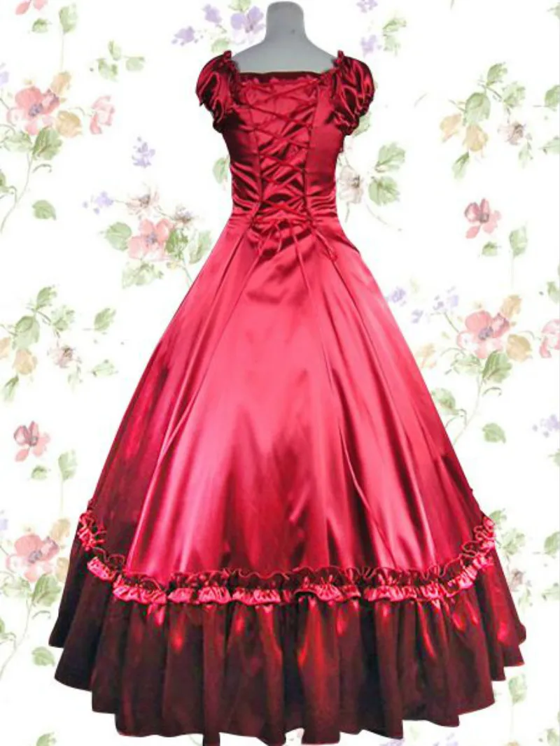 

Victorian Gothic Period Dress Masquerade Dancing Ball Gown Theatre Costume Prom Dresses Ruffle Lace Up Layer Lolita Tailor Dress