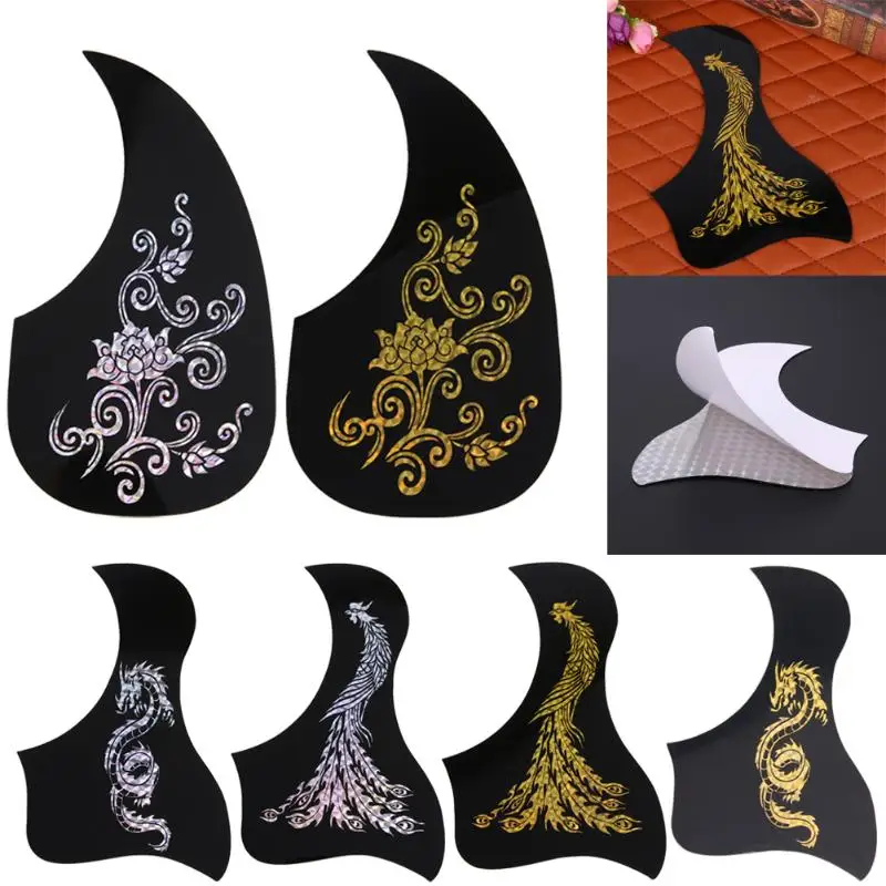 Китайский стиль золотой Феникс и Дракон узор Акустическая Гитара Pickguard выбор