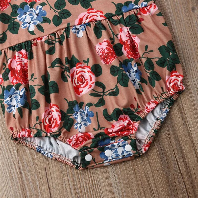 

2Pcs Fashion Kids Baby Girl Outfit Floral Short Sleeve Romper Jumpsuit Headband Cotton Clothes Set 0-24M