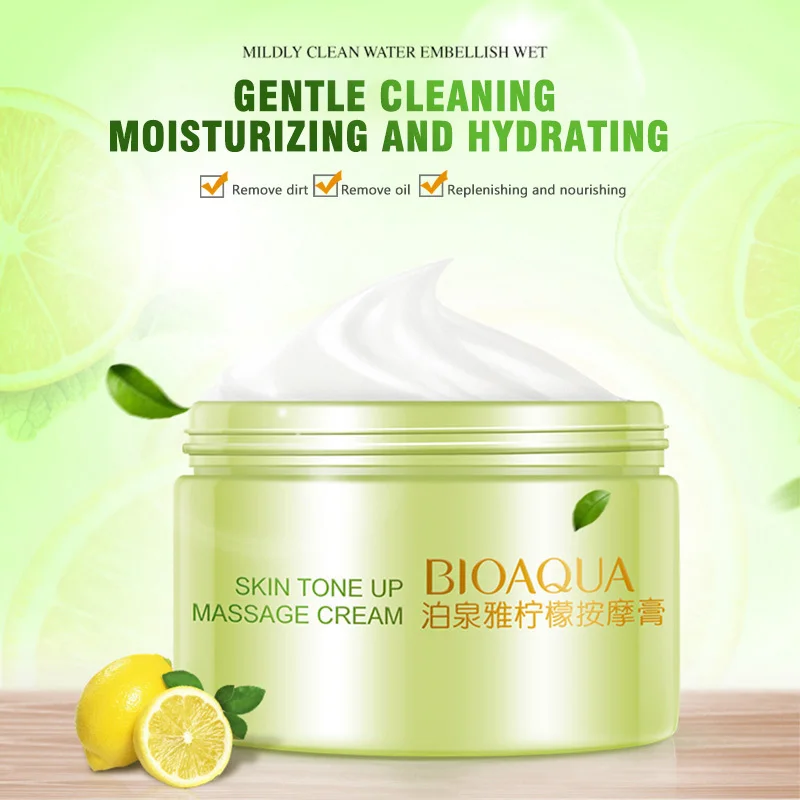 BIOAQUA Lemon Massage Cream Face Moisturizing Hydrating Cleansing Shrink Pore Anti Wrinkle Aging Skin Care Korean Cosmetics|Автозагары и