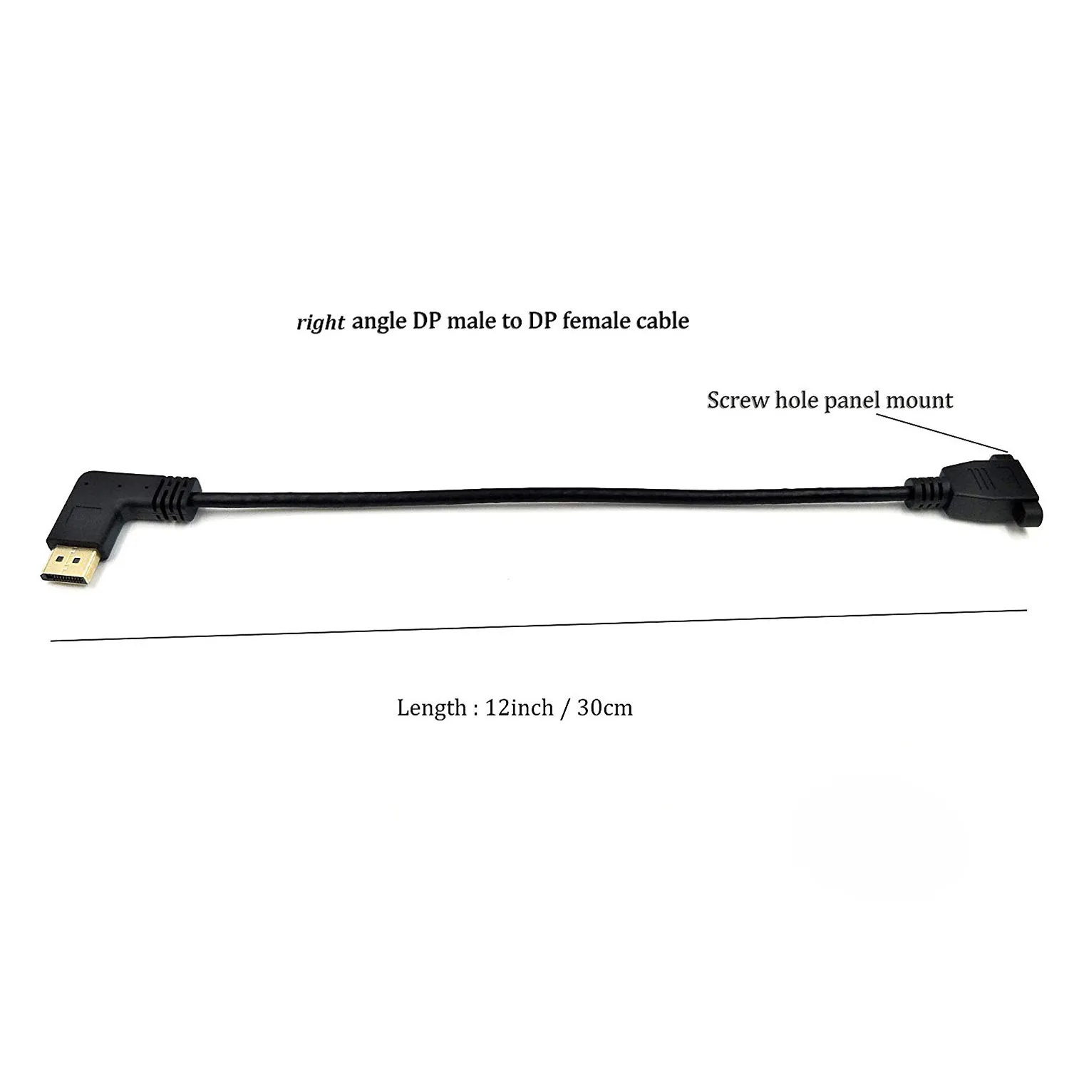 OPQ DP к кабелю 12 дюймов/30 см 90 градусов Displayport (DP) Male to DisplayPort Female с резьбовым