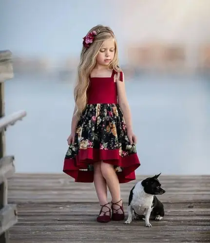 SUmmer Toddler Kids Baby Girls Strap Dress Party Princess Flowers Red Set | Детская одежда и обувь