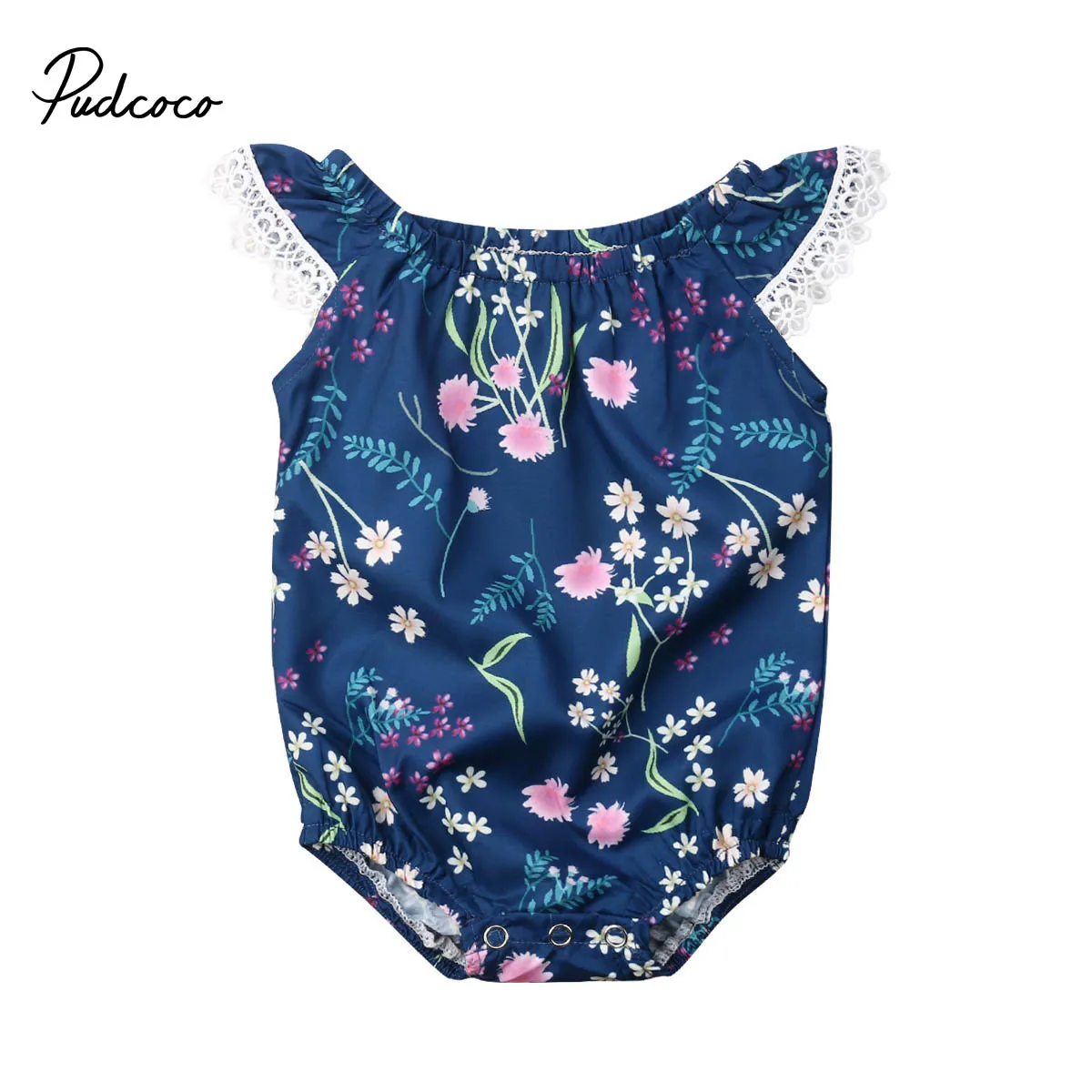Детская одежда для девочек pudcoco Белое Кружевное боди с цветами новорожденных