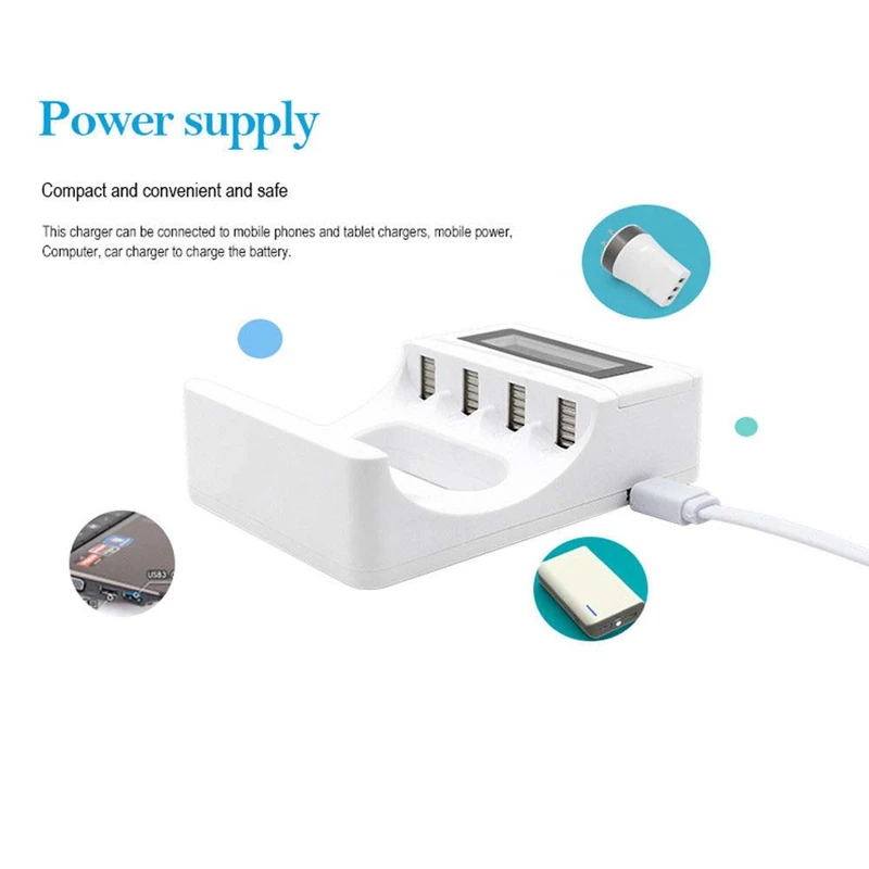 4 слота ЖК-экран Usb зарядное устройство для перезаряжаемые Aa/Aaa/Ni-Cd/Ni-mh |