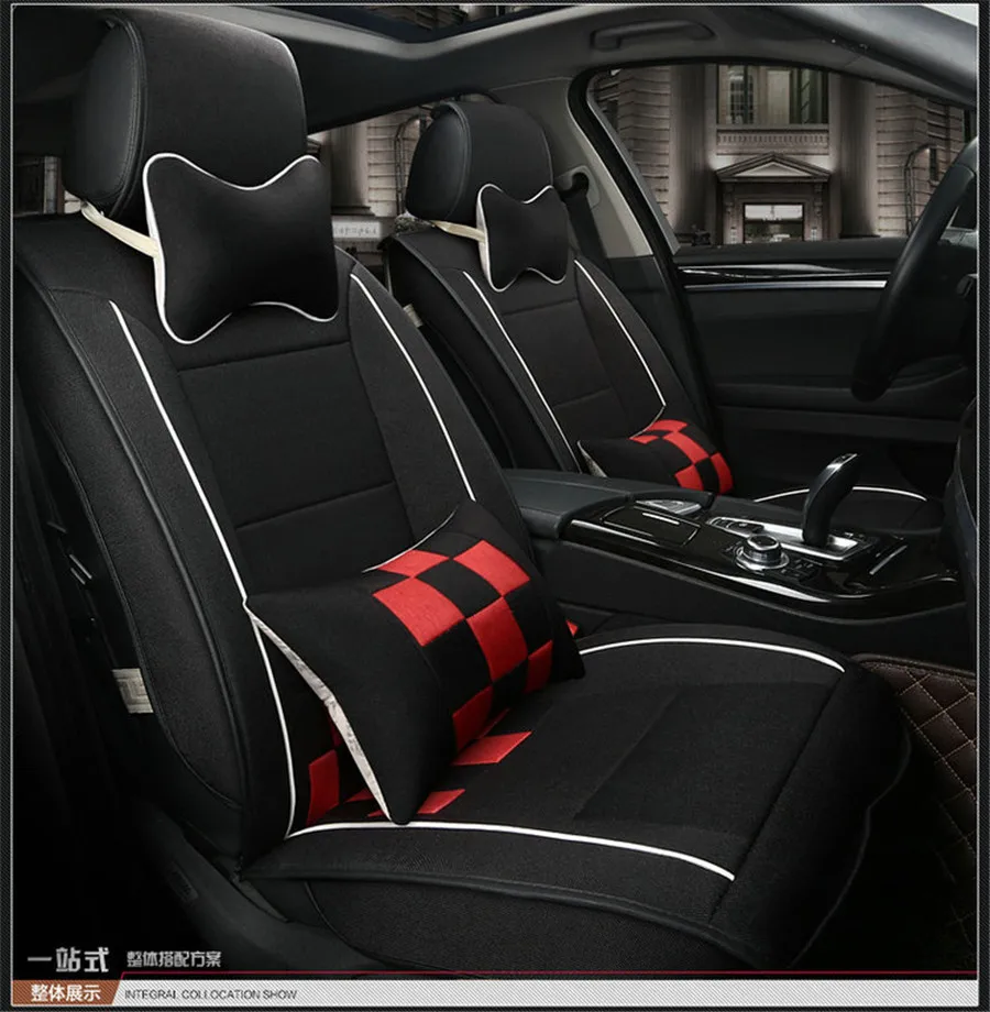 

Car Seat Cover Linen Material Lattice Car Seat Cushions Car Pad Car Styling Full Front+Rear Cushion 5-Seats
