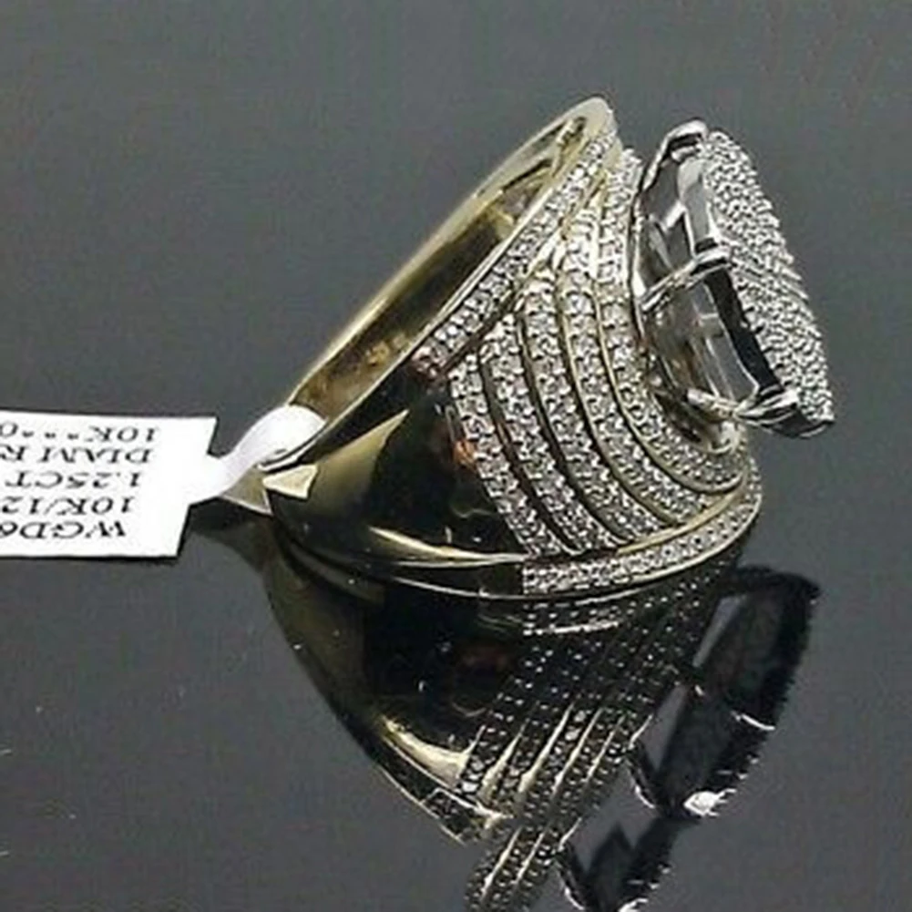 Винтажное кольцо с белым сапфиром 10K желтого золота женские и мужские свадебные