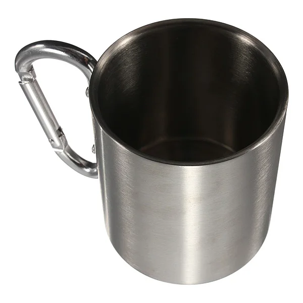 

Stainless Steel Cup Coffee Cup Camping Outdoor Picnic Carabiner 220ML