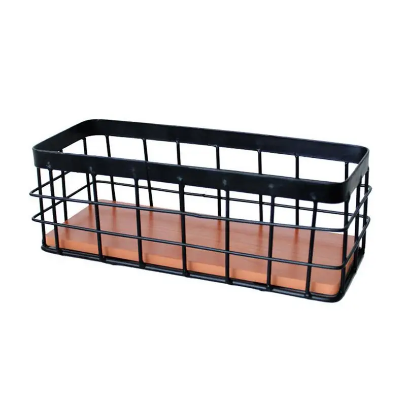Nordic Simple Wrought Iron Rectangular Storage Basket Bathroom Toiletries Rack Coffee Table Desktop Sundries Box | Дом и сад