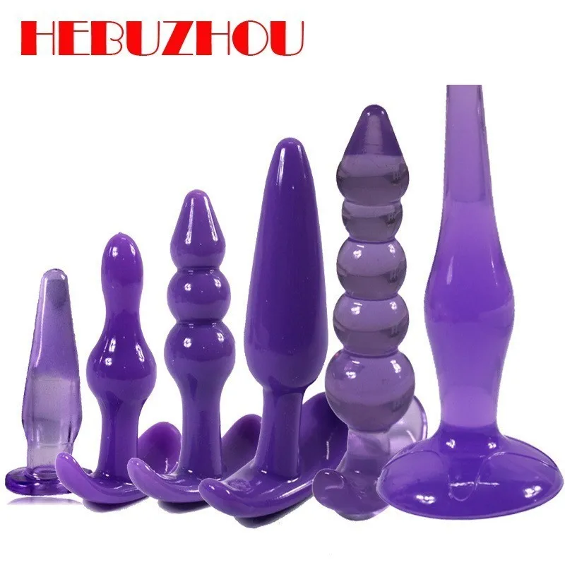 HEBUZHOU 6pcs/set Anal Dildo Erotic Adult Gay Silicone Plug Butt Prostate Massager Beads Sex Toys for Woman Men |