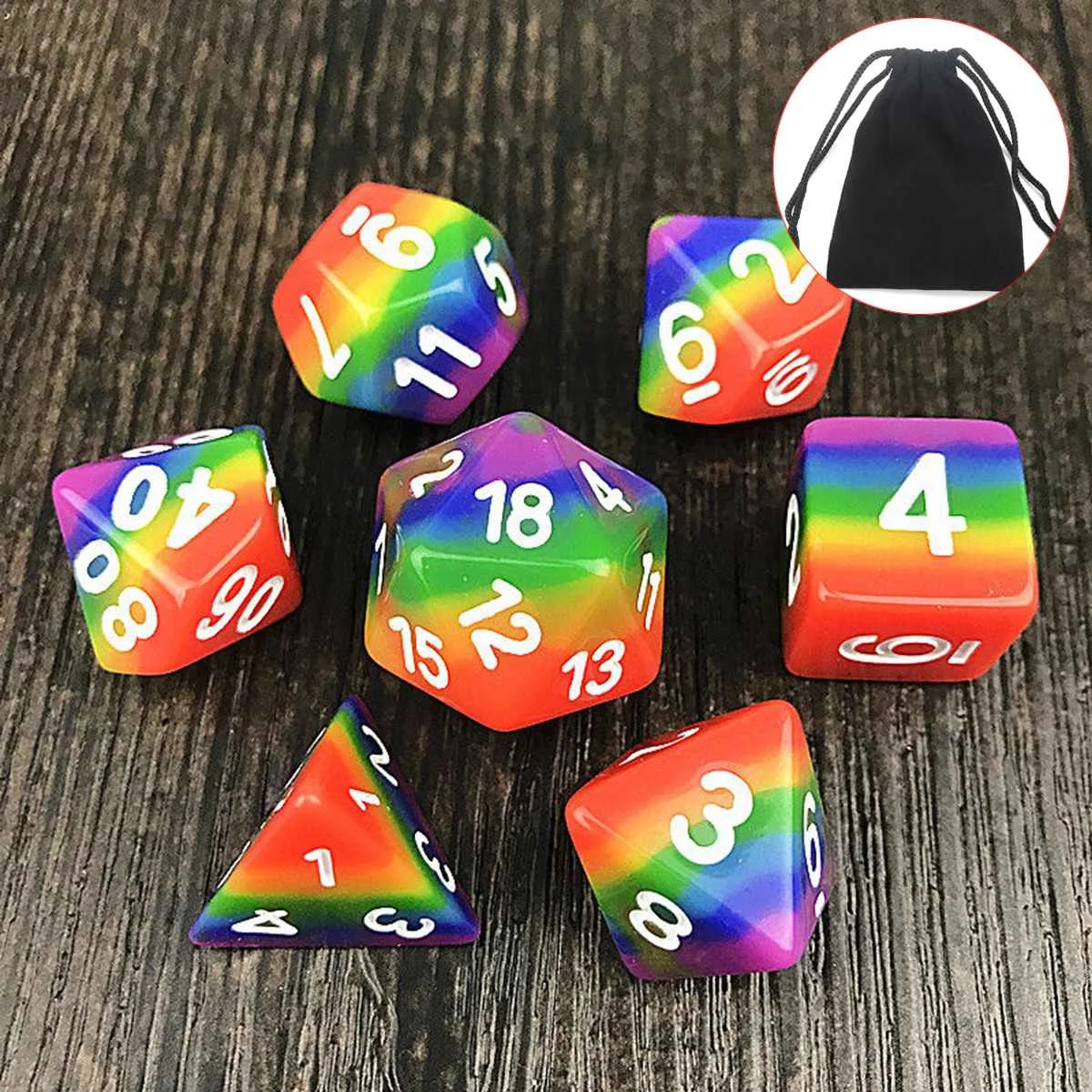 7 шт d & набор D4 D6 D8 D10 % D12 D20 радужные многогранные кости Rpg кубик для настольной игры