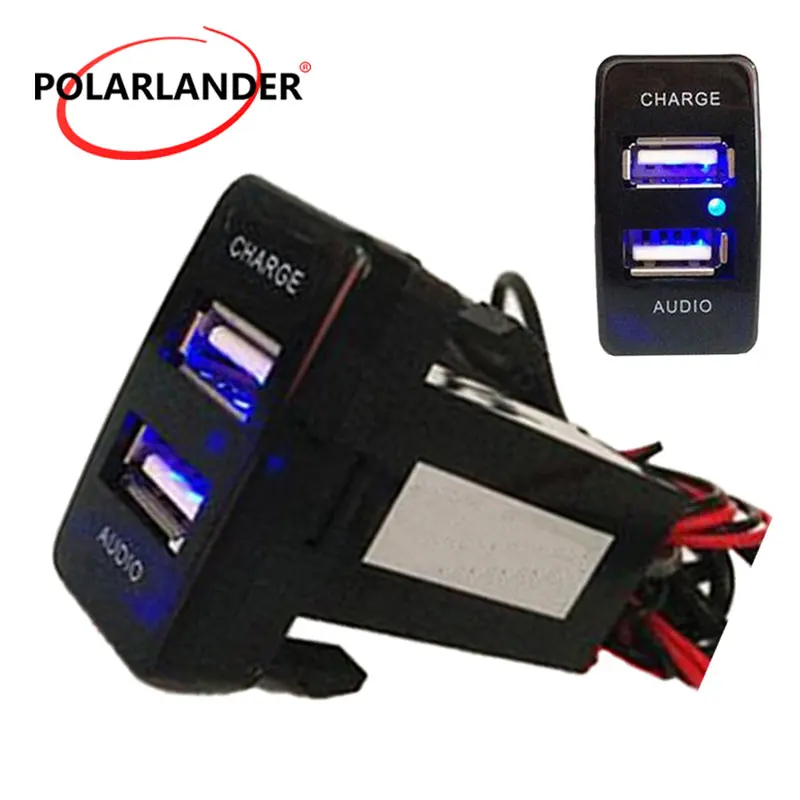

New Socket Dashboard Cell Phone 2.1A Dual USB Car Charger Audio putout MP3 Player ABS for Mazda hot