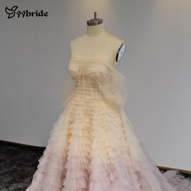 YYbride новый дизайн светло розовые цветные тюлевые платья с вырезом лодочкой для