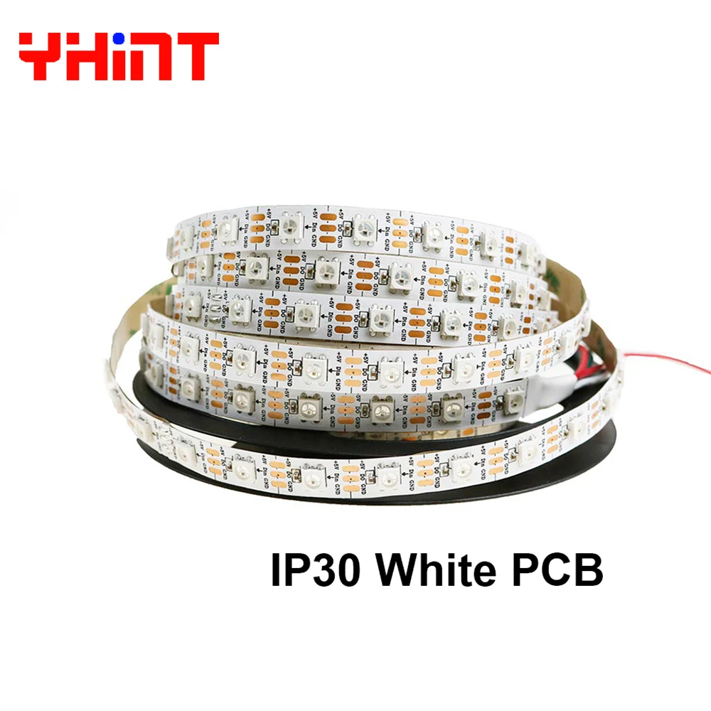 IP30 30/60/74/96/144led на метр 1m2m3m5m черный/белый печатных плат WS2812B Смарт RGBW цвет интрига