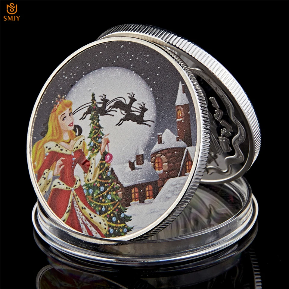 

2022 Beautiful Lucky Christmas Princess Cartoon Silver Plated Commemorative Coin For Christmas Gifts And Tree Decorations