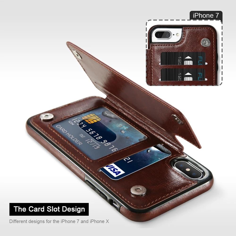 KISSCASE кожаный деловой чехол для iPhone 8 Plus 7 XS X полная защита держатель Подставка