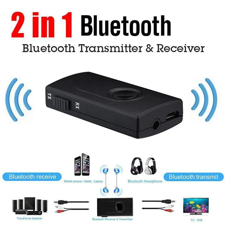 

HobbyLane 2 in 1 Bluetooth Transmitter Receiver Wireless 3.5mm Stereo Audio Music Adapter with aptX & aptX for TV DVD Mp3 d20