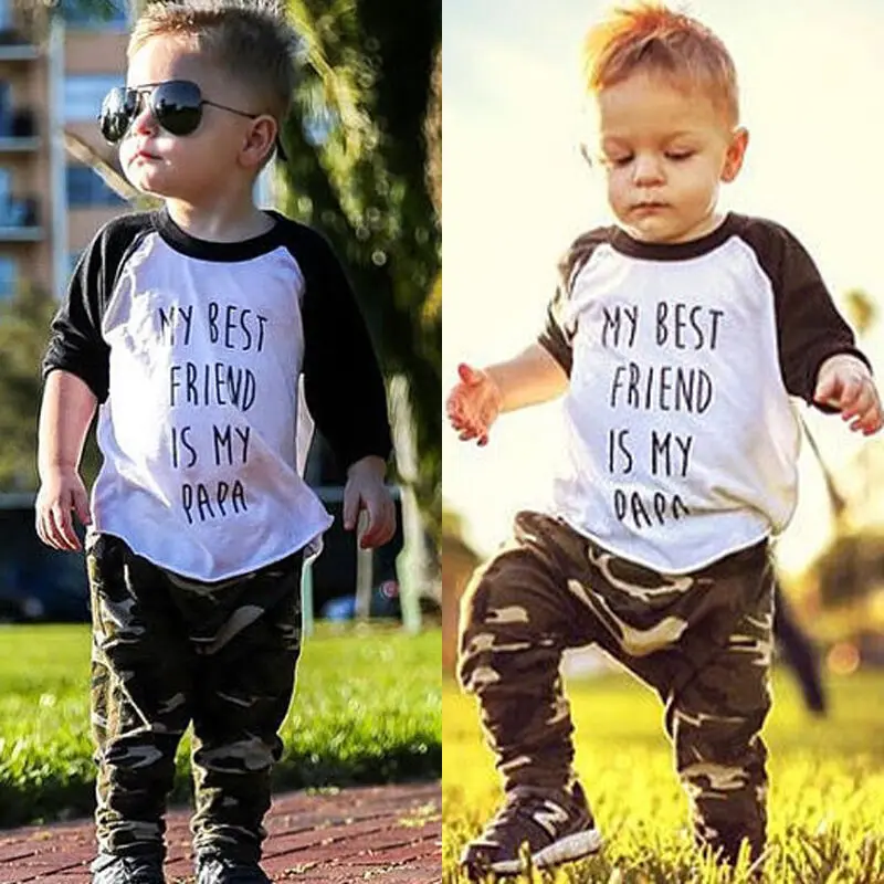 Pudcoco Brand New 2PCS Toddler Kids Baby Boys T-shirt Tops Camo Pants Outfits Clothes Tracksuit UK |