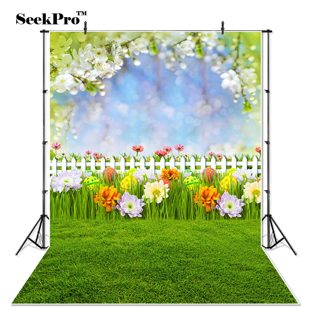 

Thin Vinyl easter wooden Fence flowers eggs children Photo Backdrops Printed indoor professional Photographic Studio Backgrounds