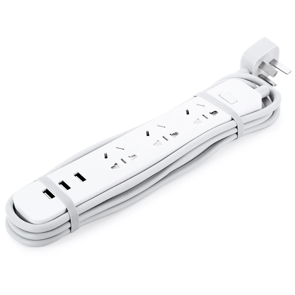 Умная розетка Xiaomi оригинальная белая/черная 3 портовая USB 2 А быстрая зарядка со
