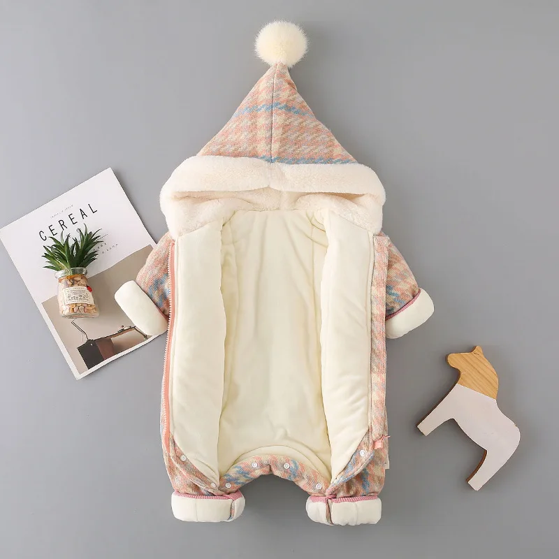 Newborn Infant Rompers 2018 Winter Baby Girl Boy Romper Jumpsuit Costume Kids Children Warm Thick Lattice Cotton Coats | Детская одежда