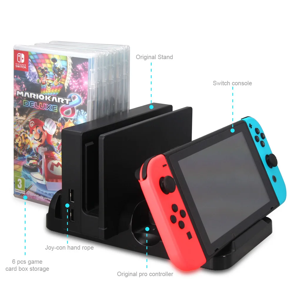 Ipega Multi-Function Charging Dock Game Console Charge Stand Base Charger With 6 Card Boxes Storage For Nintend Switch Pr | Электроника