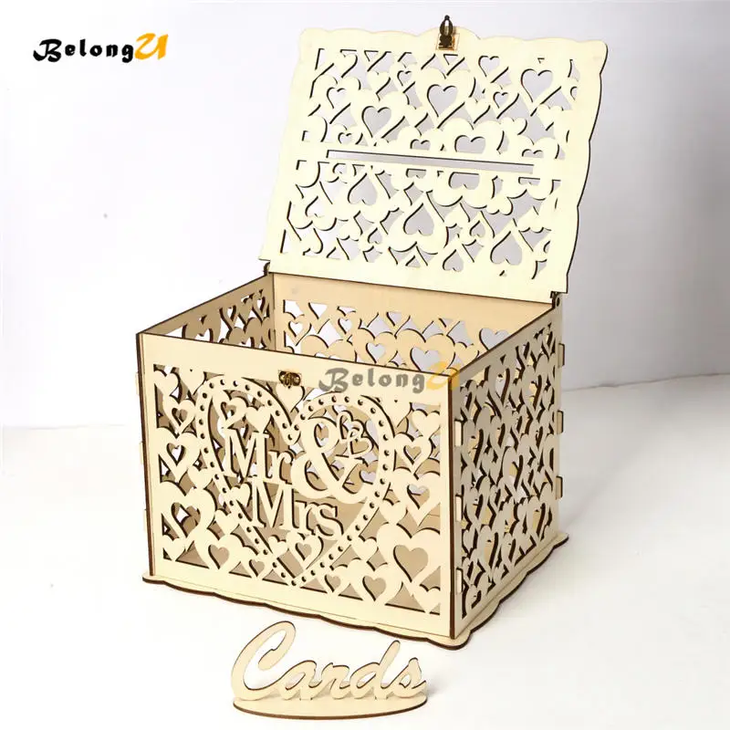 Рустикальная коробка для свадебных карт DIY с замком Подарочная денежная со